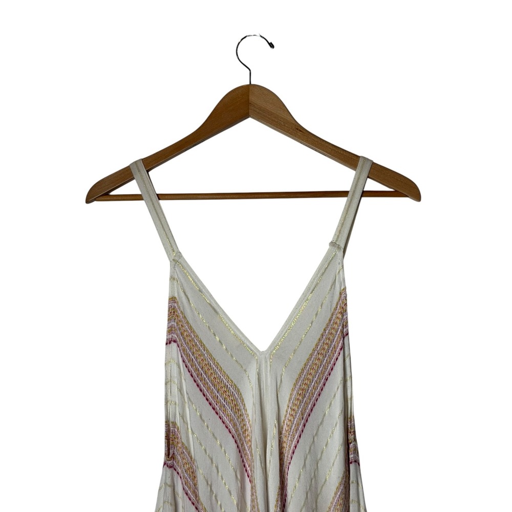 Altar'd State Jumpsuit Women Medium Ivory Metallic Stripe Boho Wide Leg Coastal - Picture 5 of 10